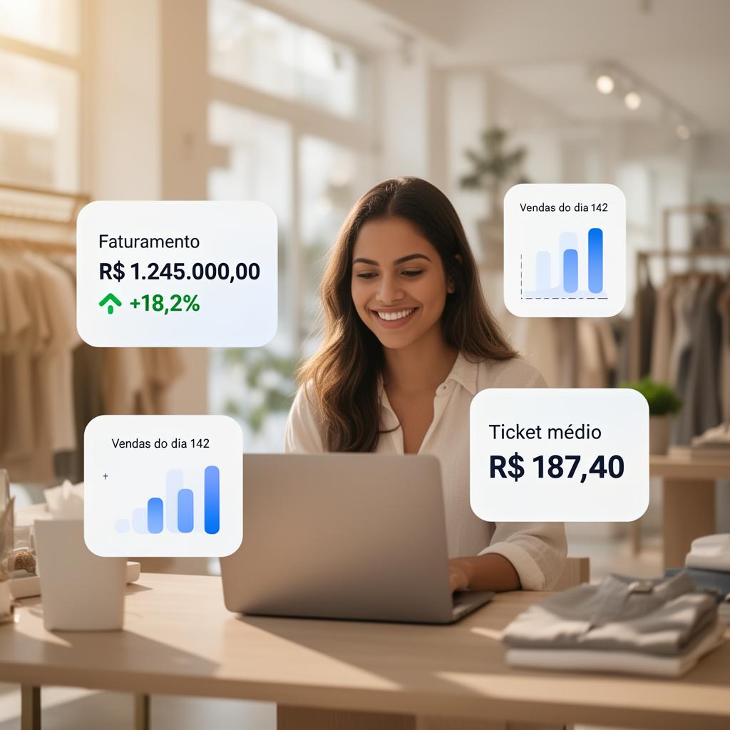 Empreendedora gerenciando sua loja com BR Sistemas